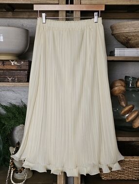 Anthropologie Plissé Pencil Midi Skirt NWOT Ivory